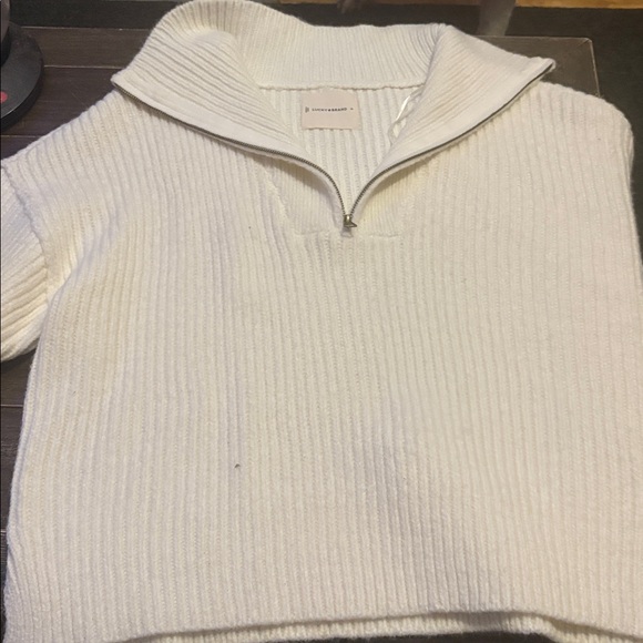 Lucky Brand Cream Ribbed Half-Zip Sweater - Picture 4 of 10